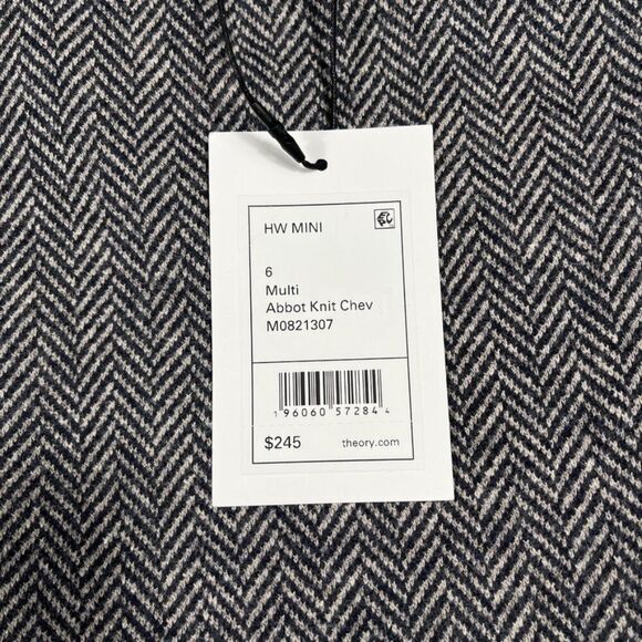 Theory Abbot Knit Herringbone/Chevon Mini Skirt Lined Gray/Black Size 6 NWT - Picture 8 of 16